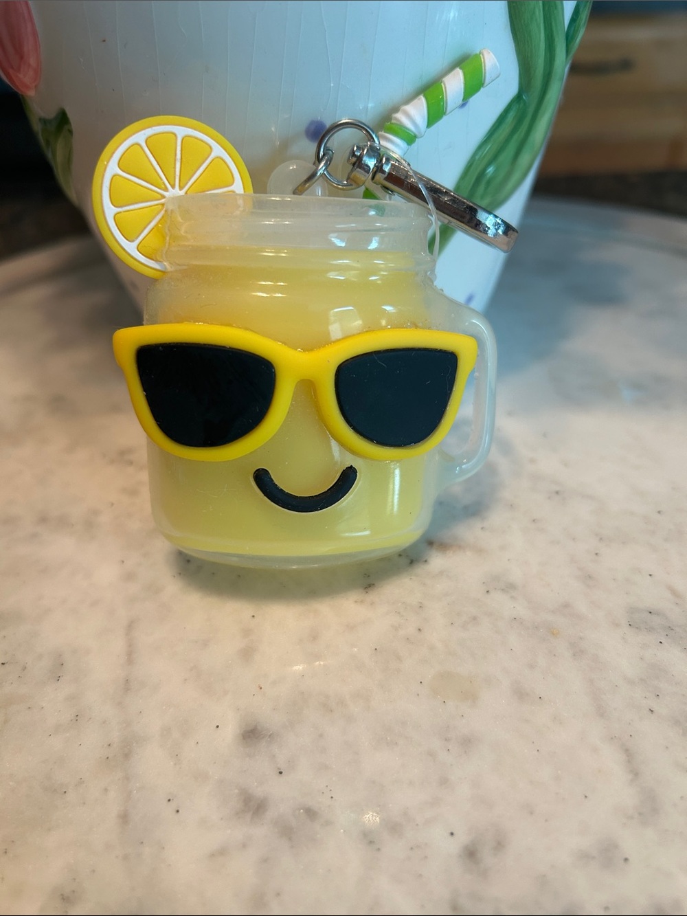 Sanitizer holder Lemonade Keychain Charm with Sunglasses